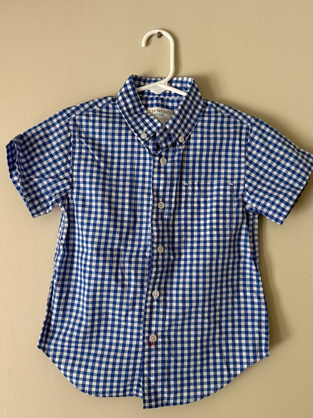 Crewcuts Kids' washed short-sleeve stretch poplin button-down in gingham